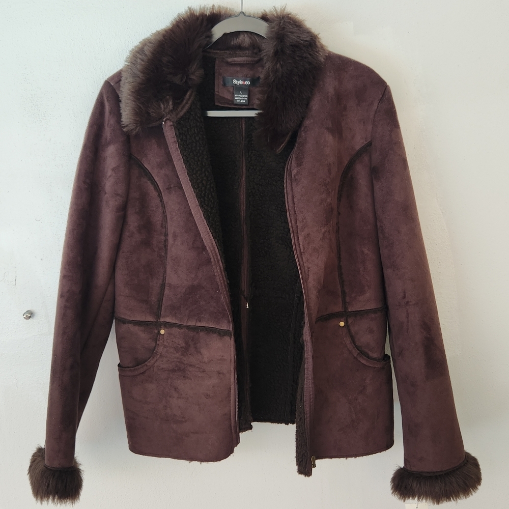 Style & Co. Rich Brown Teddy Jacket